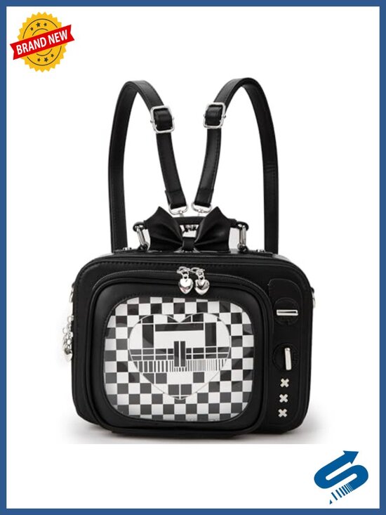 Retro TV Shaped Ita Bag Backpack Small Pin Display Purse w/ Inserts Crossbody main image 5